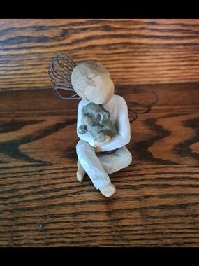 Willow Tree Angel Boy With Grey Dog